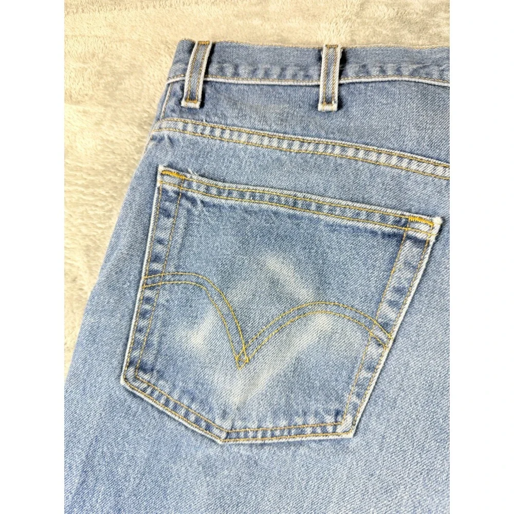 Vtg Levis 517 Boot Cut Jeans 38x30 Light Wash USA Made Distressed